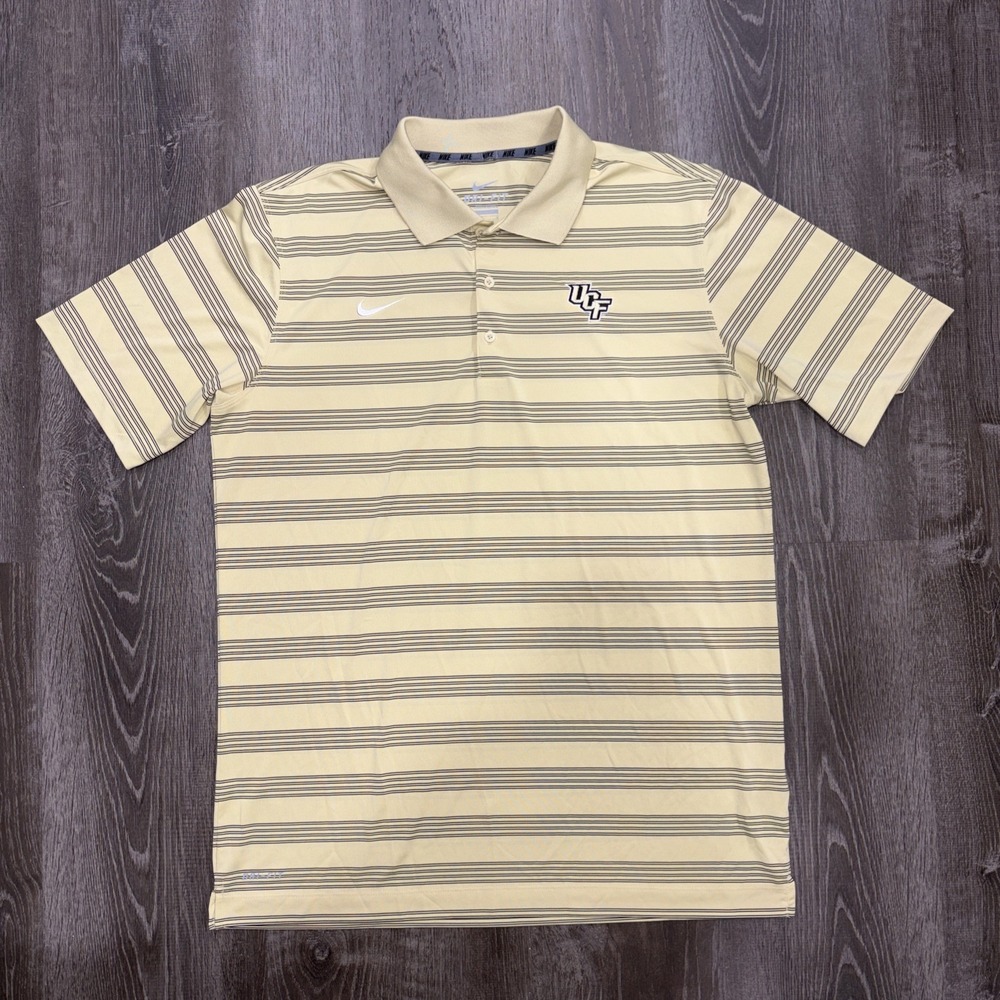 Nike UCF Knights Golf Polo University Central Florida Dri Fit Gold Shirt Men's L